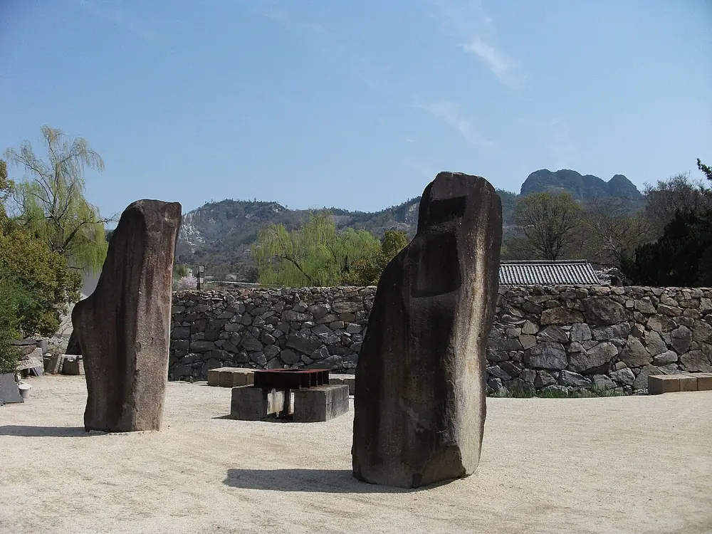 Stone sculptures in a Noguchi garden